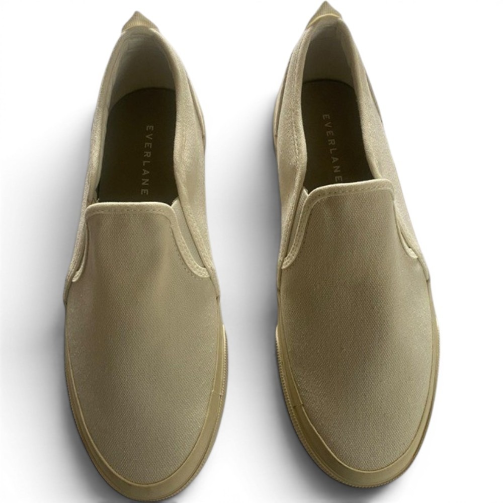 Everlane Slip On Sneaker Womens 7 Beige Organic Cotton Low Top Minimalist Shoe